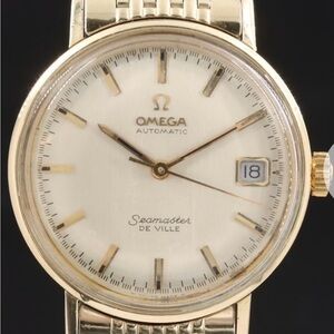 Omega Seamaster De Ville solid 14kt Gold Watch with White Dial